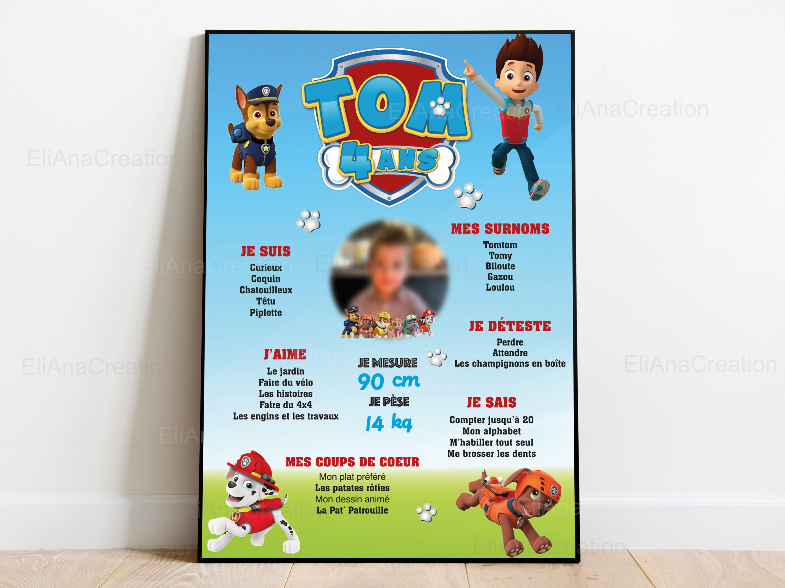 Affiche anniversaire - Thème Pat Patrouille