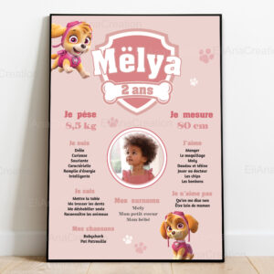 Affiche anniversaire - Thème Pat Patrouille Stella