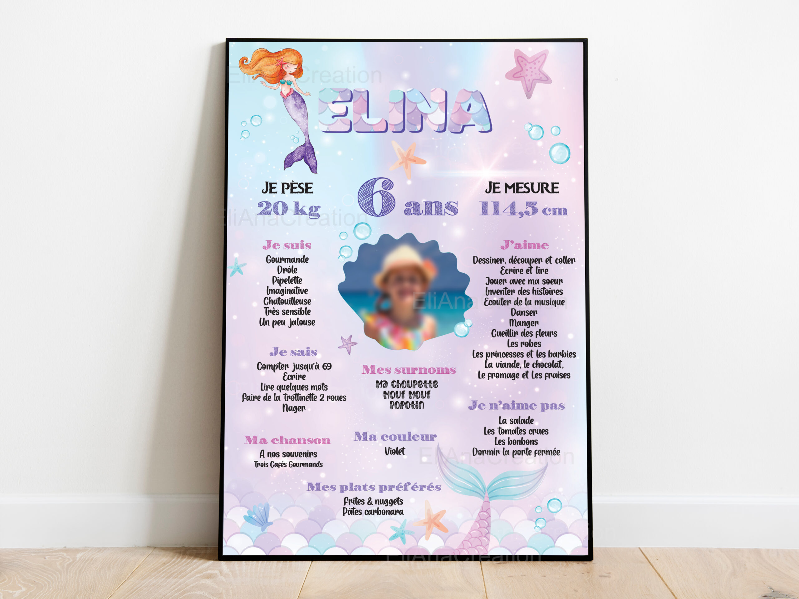 Affiche anniversaire - Thème Sirène