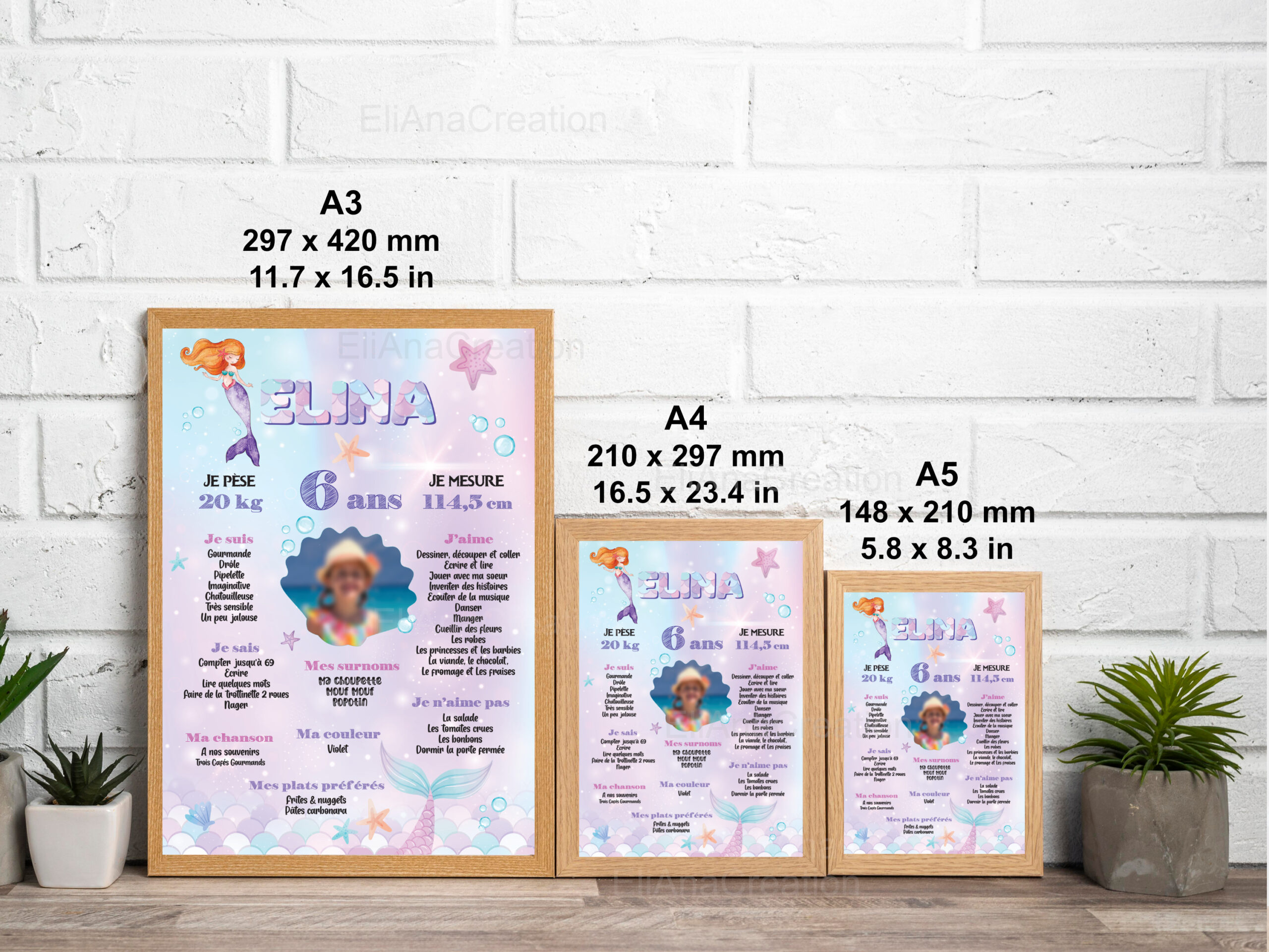 Affiche anniversaire - Thème Sirène