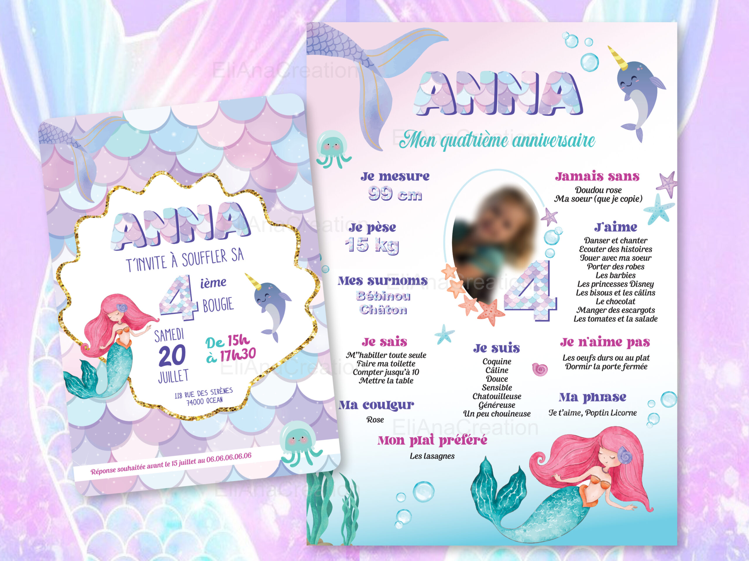 Affiche anniversaire - Thème Sirène