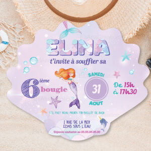Invitation - Thème Sirène
