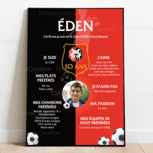 Affiche anniversaire - Thème Foot Stade Rennais