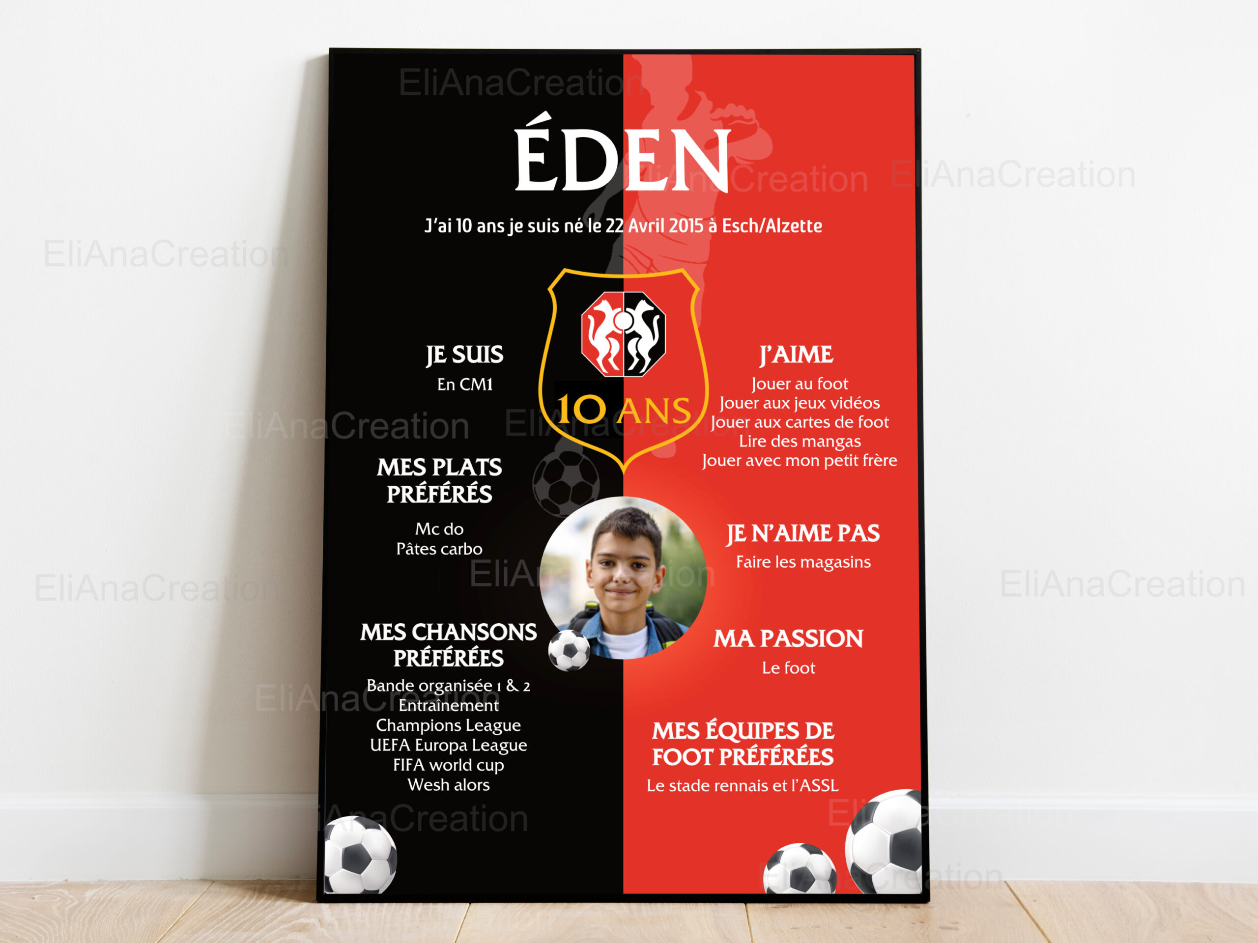 Affiche anniversaire - Thème Foot Stade Rennais
