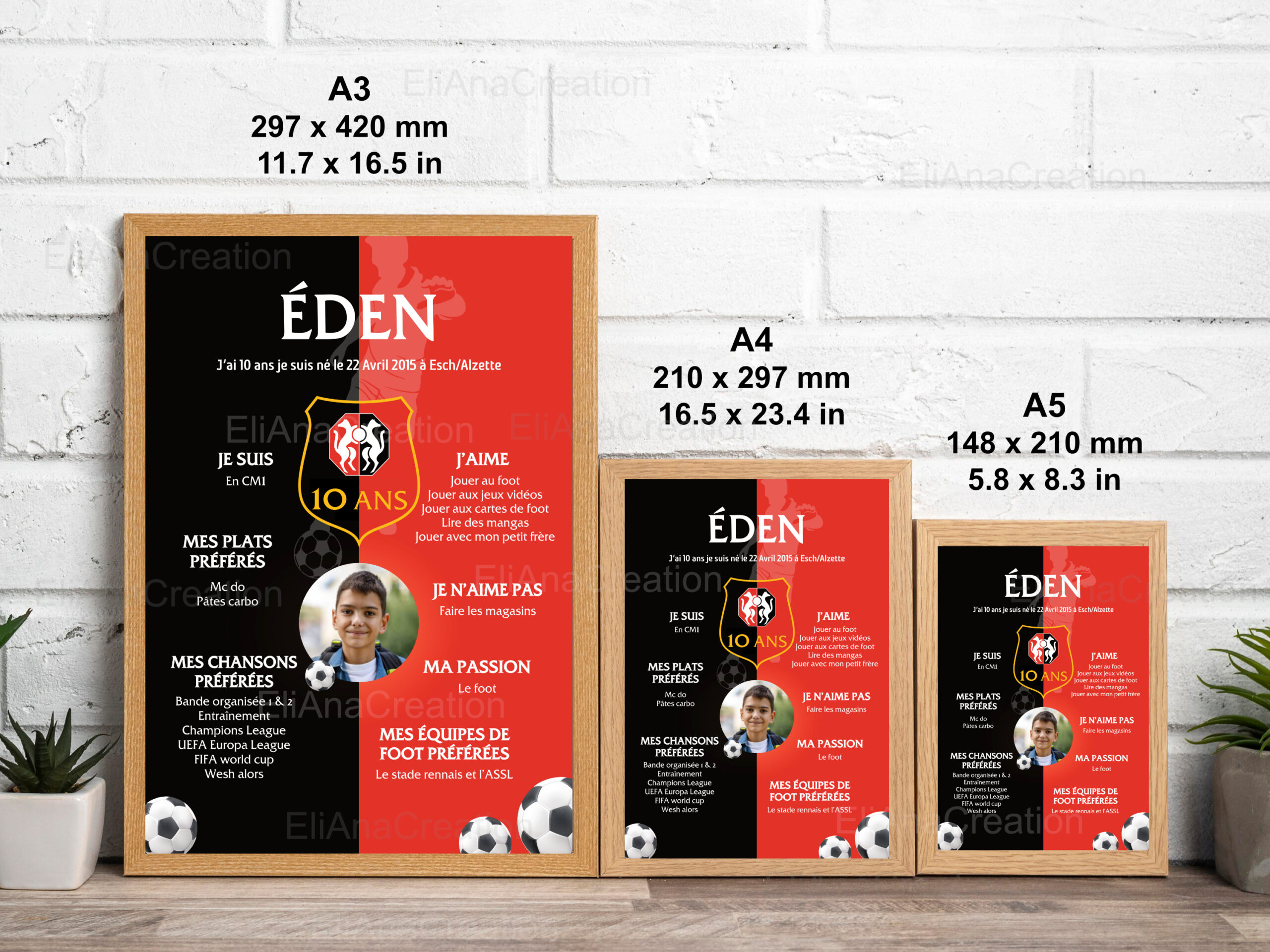 Affiche anniversaire - Thème Foot Stade Rennais