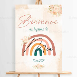 Affiche Bienvenue - Thème Arc-en-Ciel & Fleurs