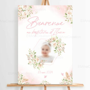 Affiche Bienvenue - Thème Papillons & Fleurs