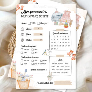 Carte pronostics Baby Shower - Thème Univers bébé
