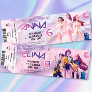 Invitation anniversaire personnalisée - KPop Demon Hunters