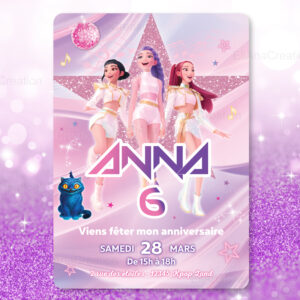 Invitation Anniversaire Personnalisée - Thème KPop Demon Hunters