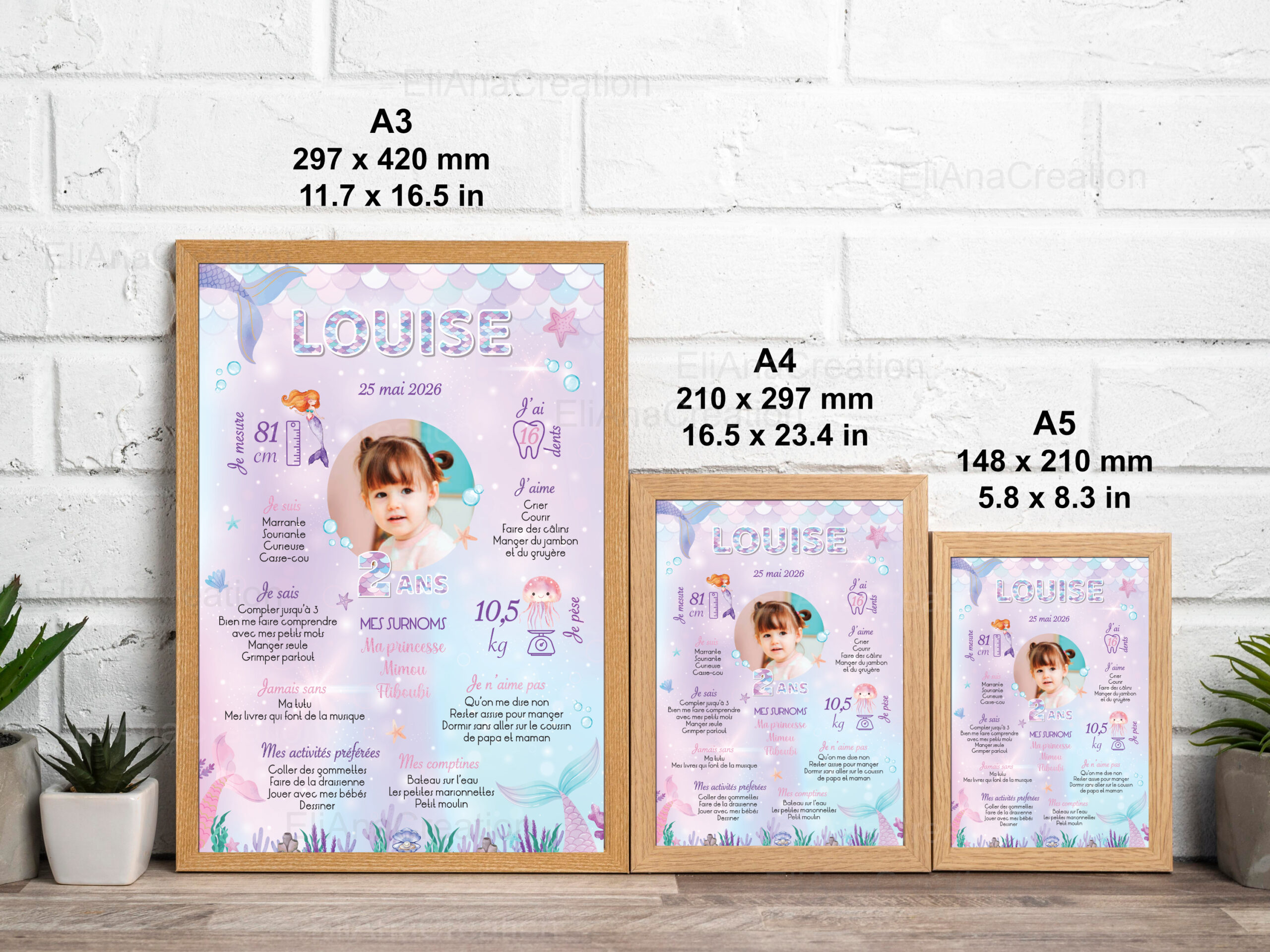 Affiche Anniversaire Personnalisée - Thème Sirène