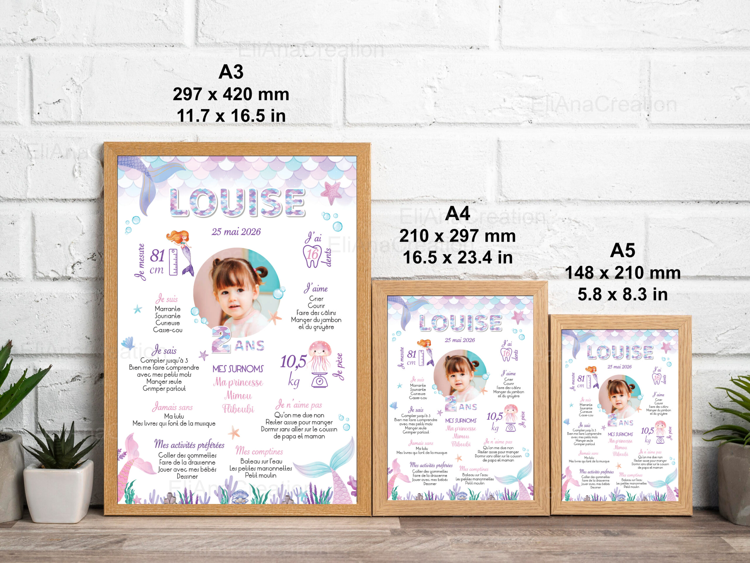 Affiche Anniversaire Personnalisée - Thème Sirène